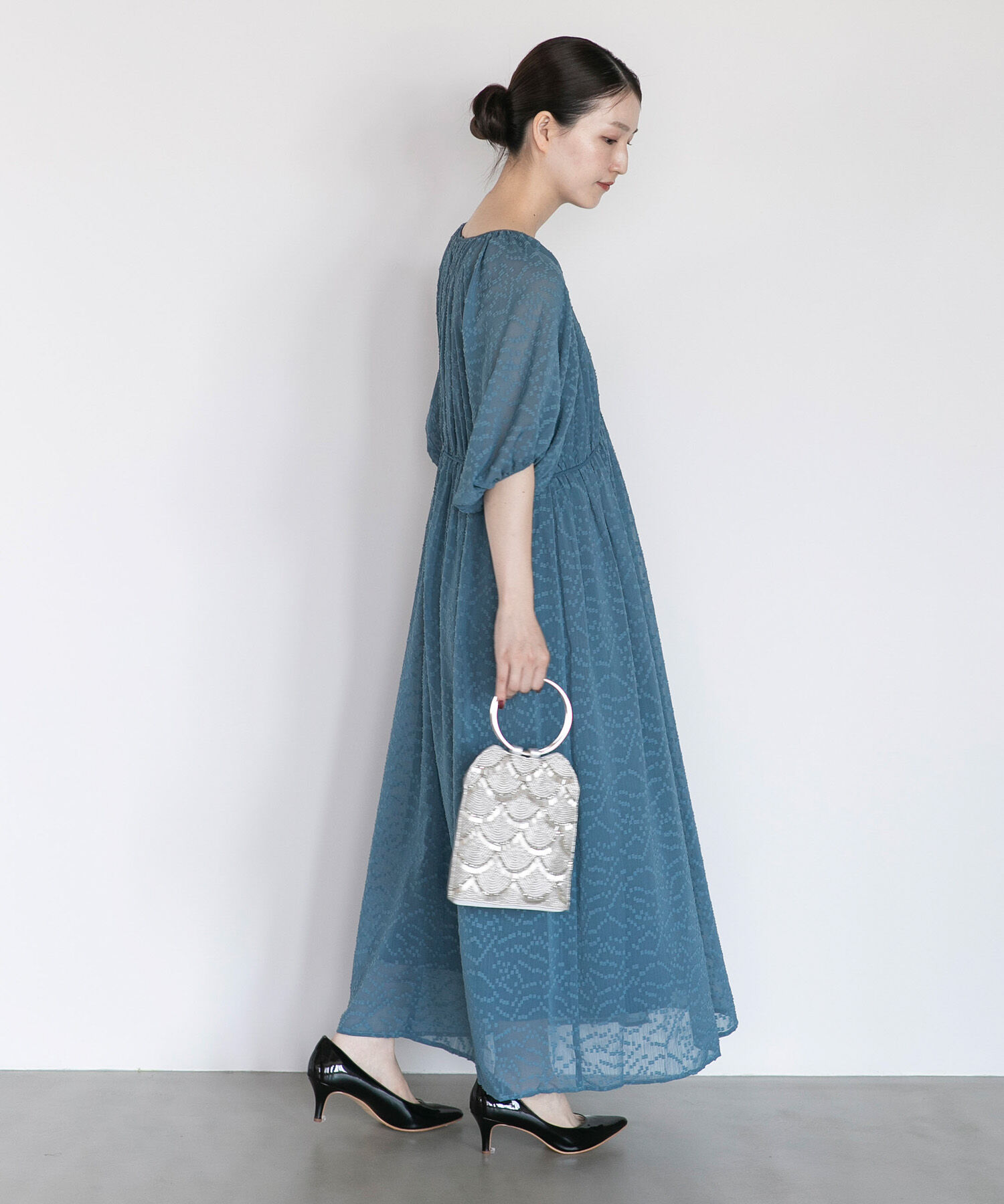 URBAN RESEARCH ROSSO「ジャガードギャザーパフドレス」|ワンピース|