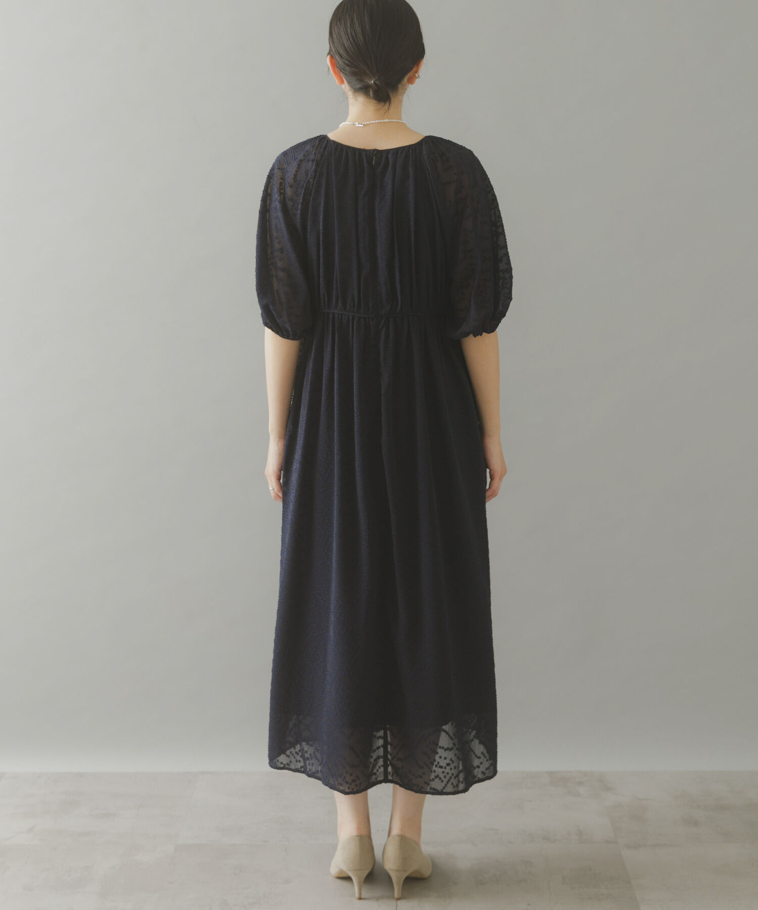 URBAN RESEARCH ROSSO「ジャガードギャザーパフドレス」|ワンピース|