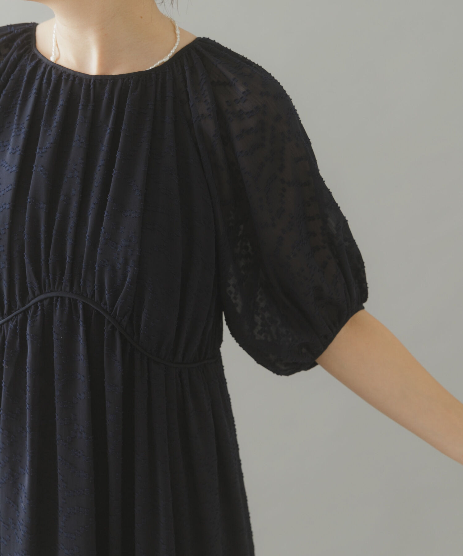 URBAN RESEARCH ROSSO「ジャガードギャザーパフドレス」|ワンピース|