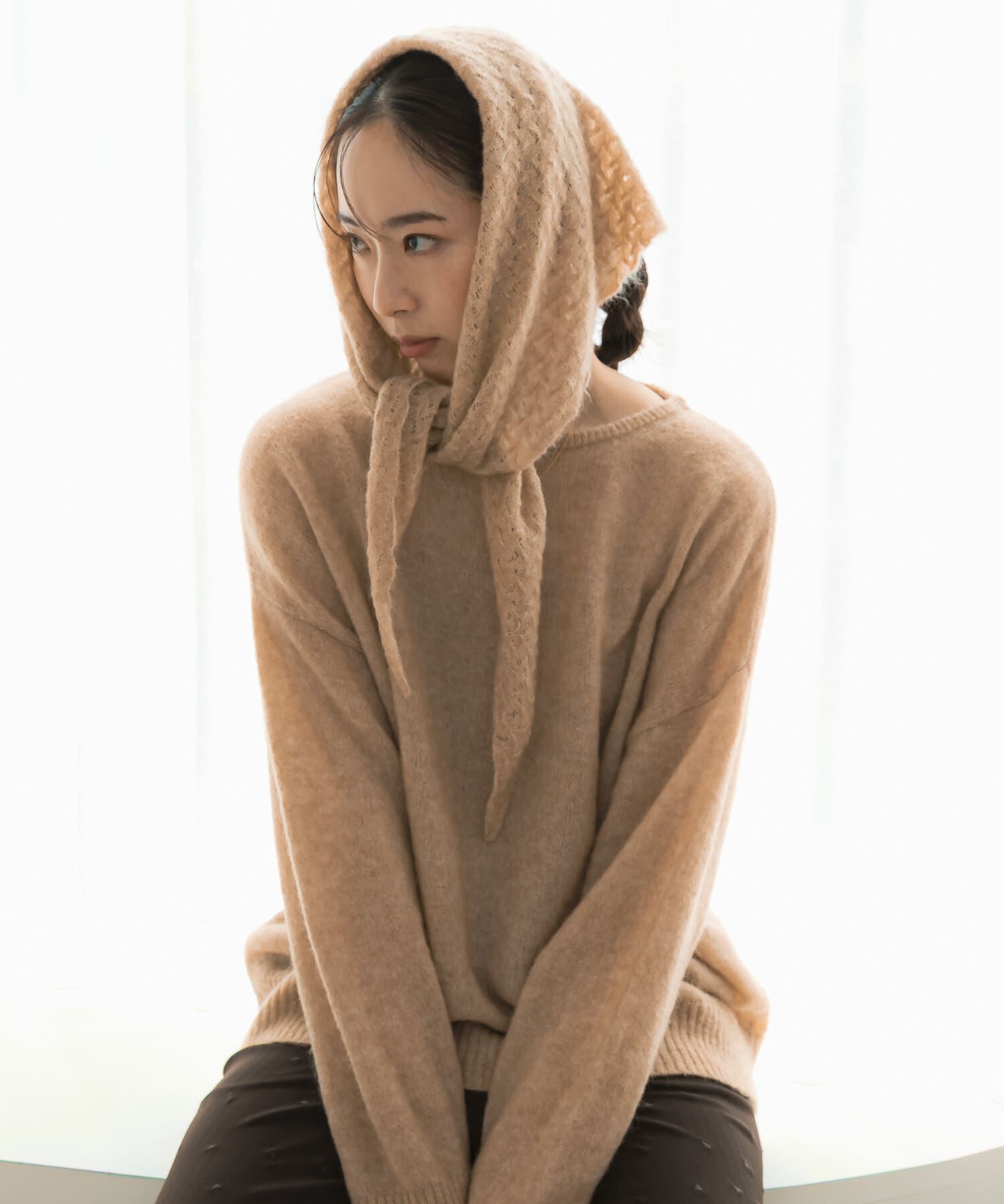 URBAN RESEARCH ROSSO「F by ROSSO　ヘアリーニットプルオーバー+ニットスカーフ」|ニット・セーター|