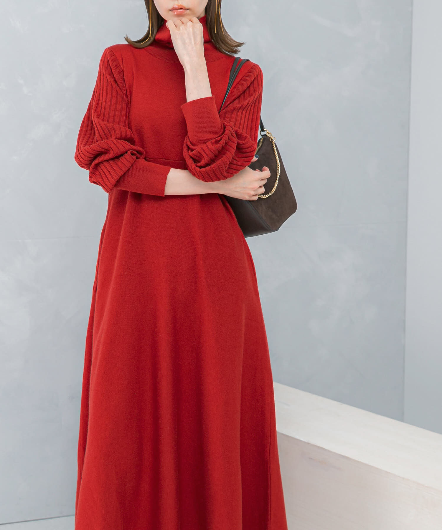 URBAN RESEARCH ROSSO「『WEB限定』『再入荷予定』タートルネックデザインスリーブワンピース」|ワンピース|レッド