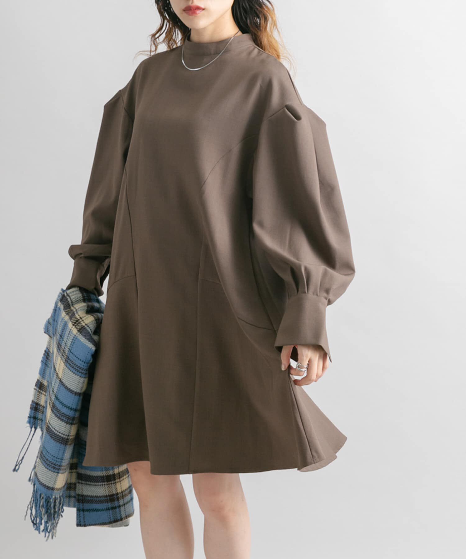  「タックスリーブミニワンピース」|ワンピース|