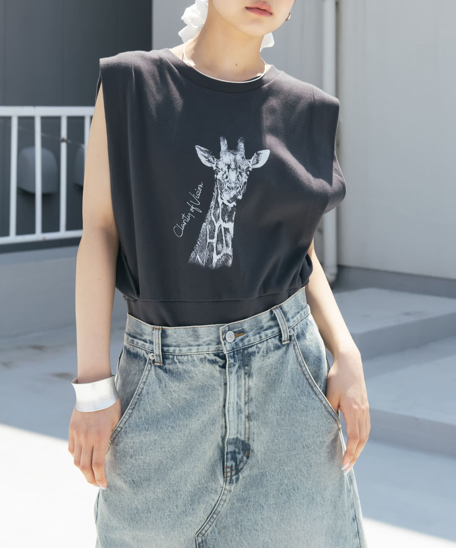  「ノースリーブプリントカットソー」|Tシャツ・カットソー|