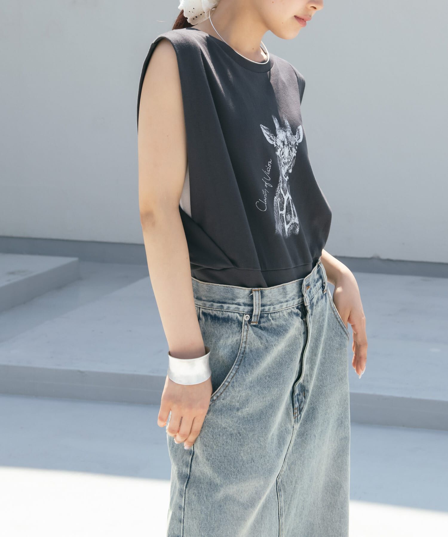  「ノースリーブプリントカットソー」|Tシャツ・カットソー|