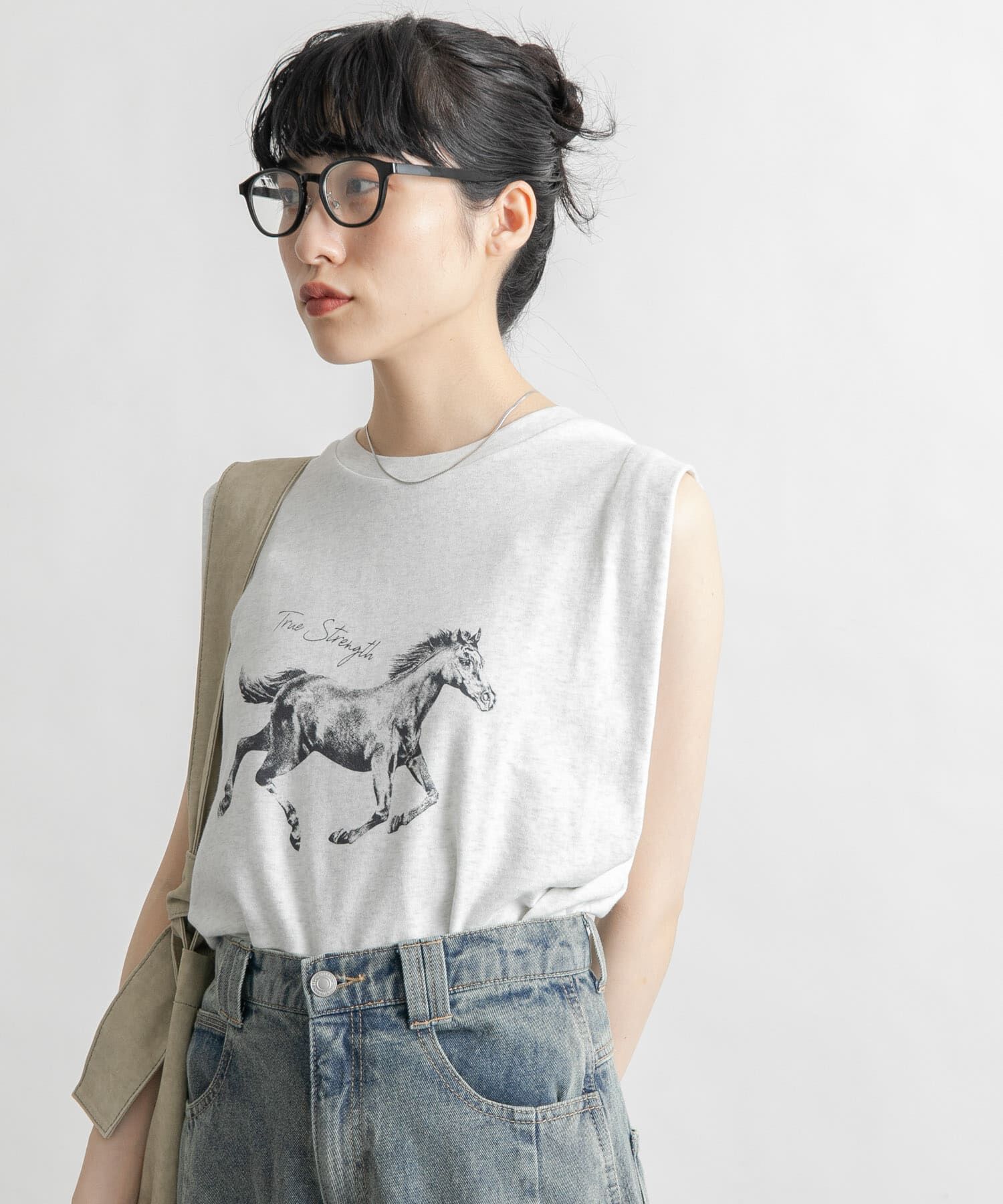  「ノースリーブプリントカットソー」|Tシャツ・カットソー|