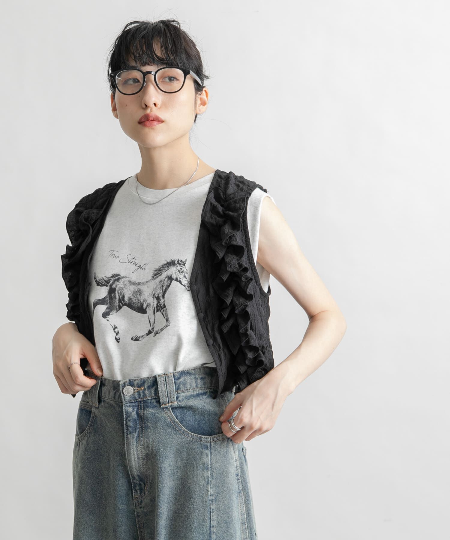  「ノースリーブプリントカットソー」|Tシャツ・カットソー|