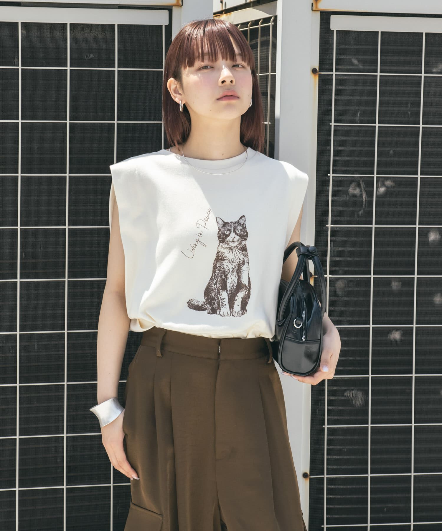  「ノースリーブプリントカットソー」|Tシャツ・カットソー|