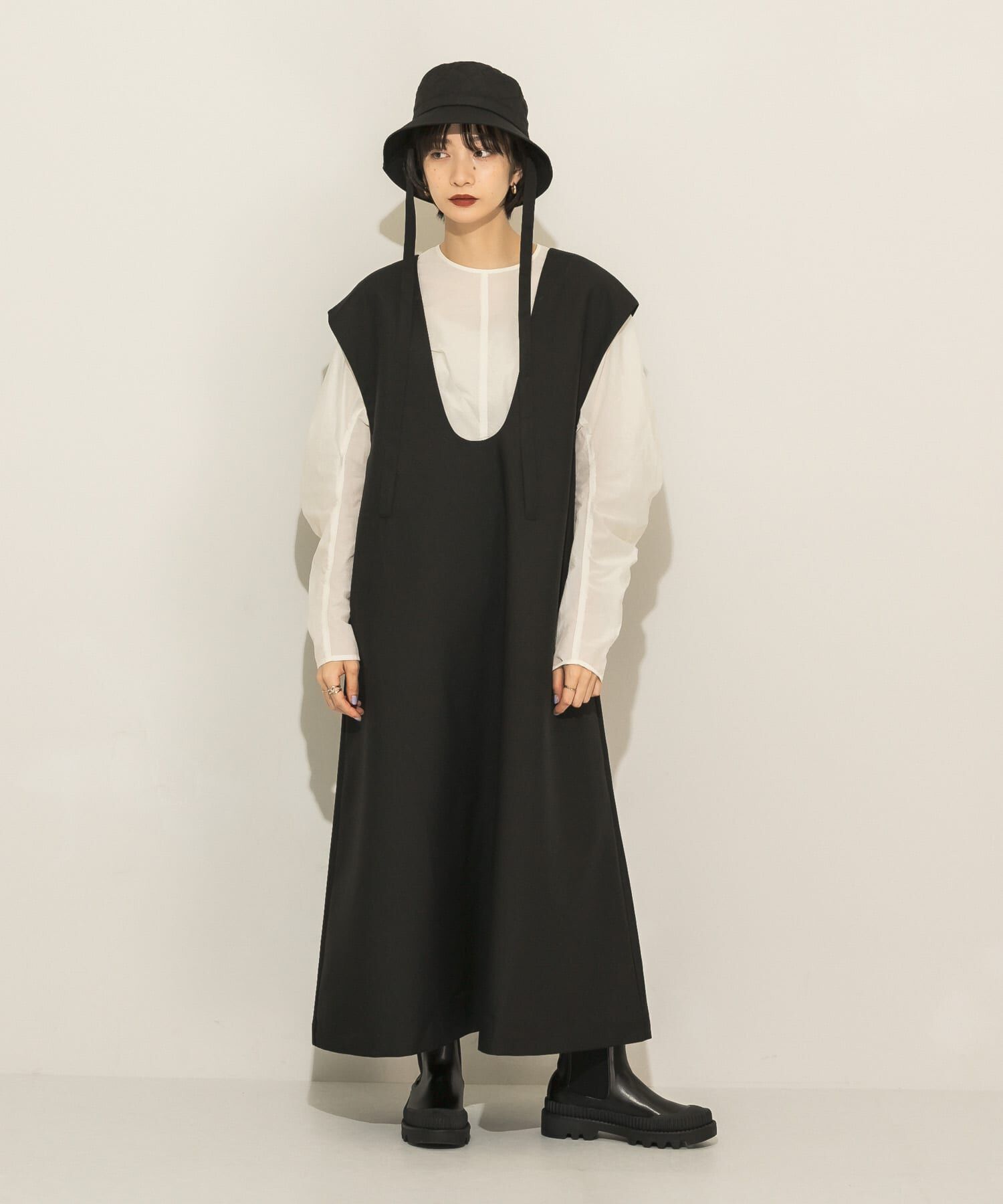  「Uネック2WAYジャンパースカート」|ワンピース|