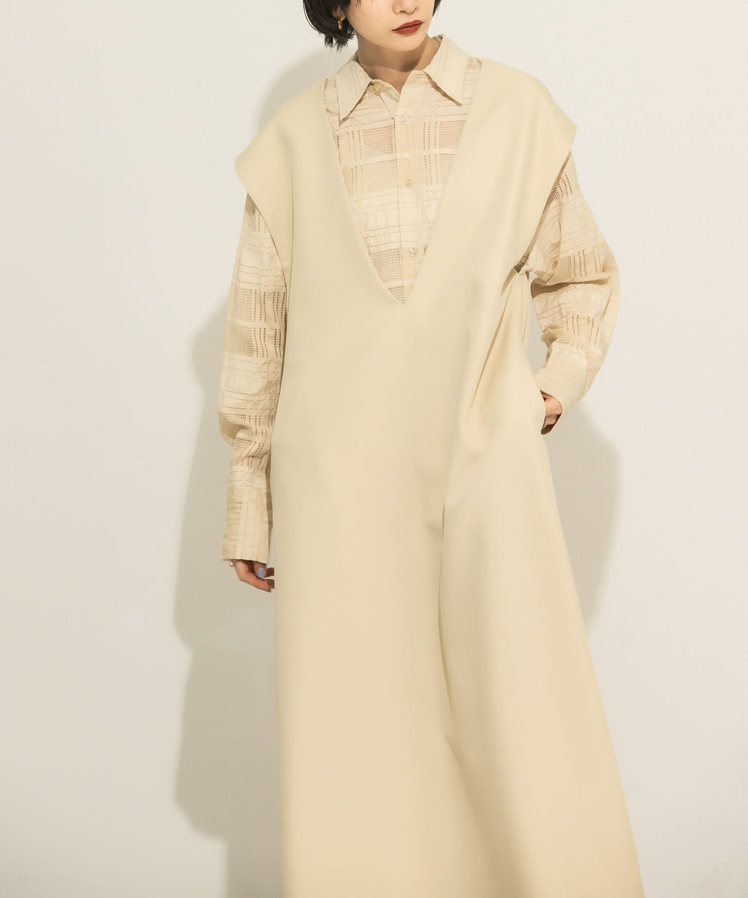  「Uネック2WAYジャンパースカート」|ワンピース|