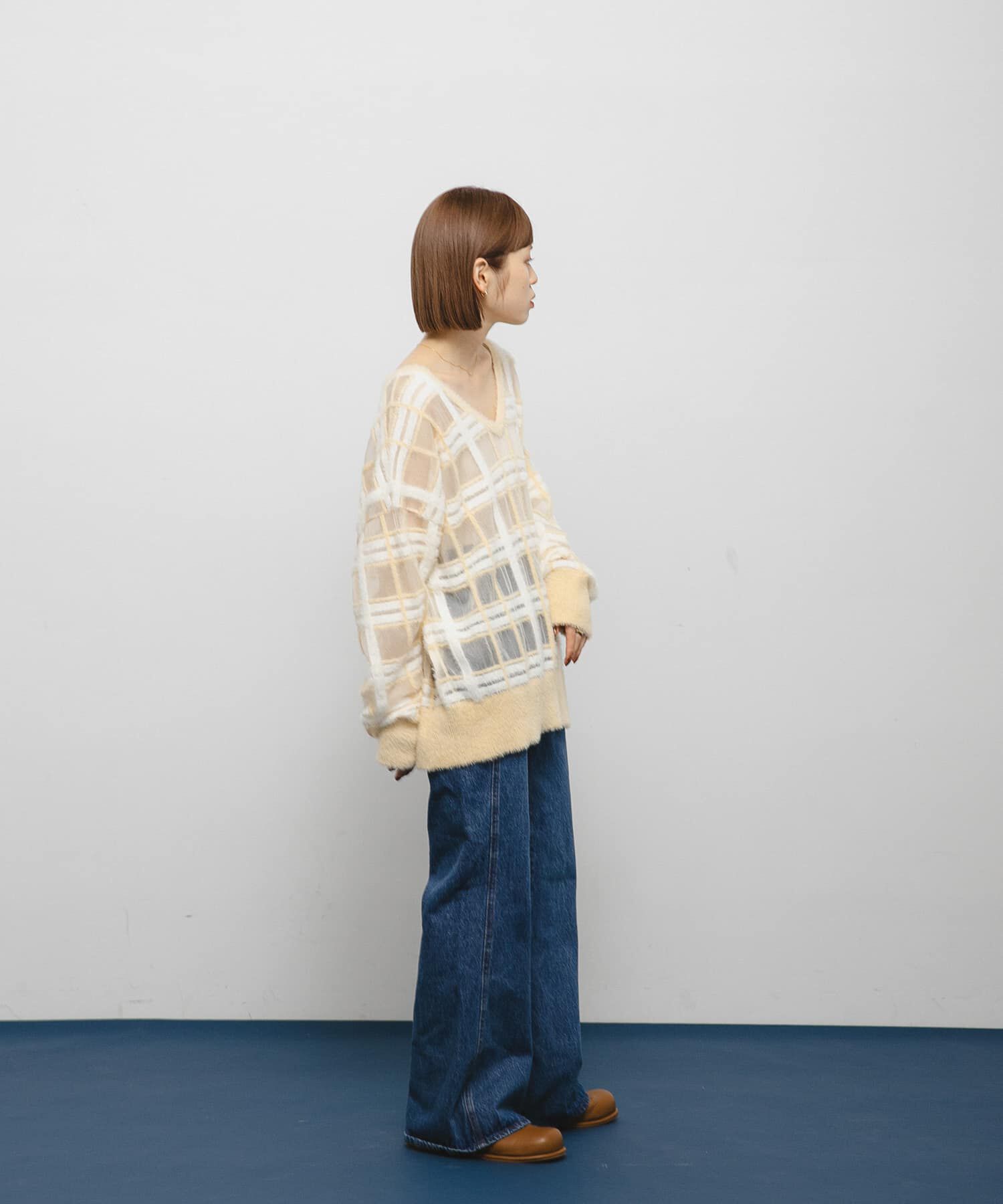  「シアーチェックフェザーニット」|ニット・セーター|