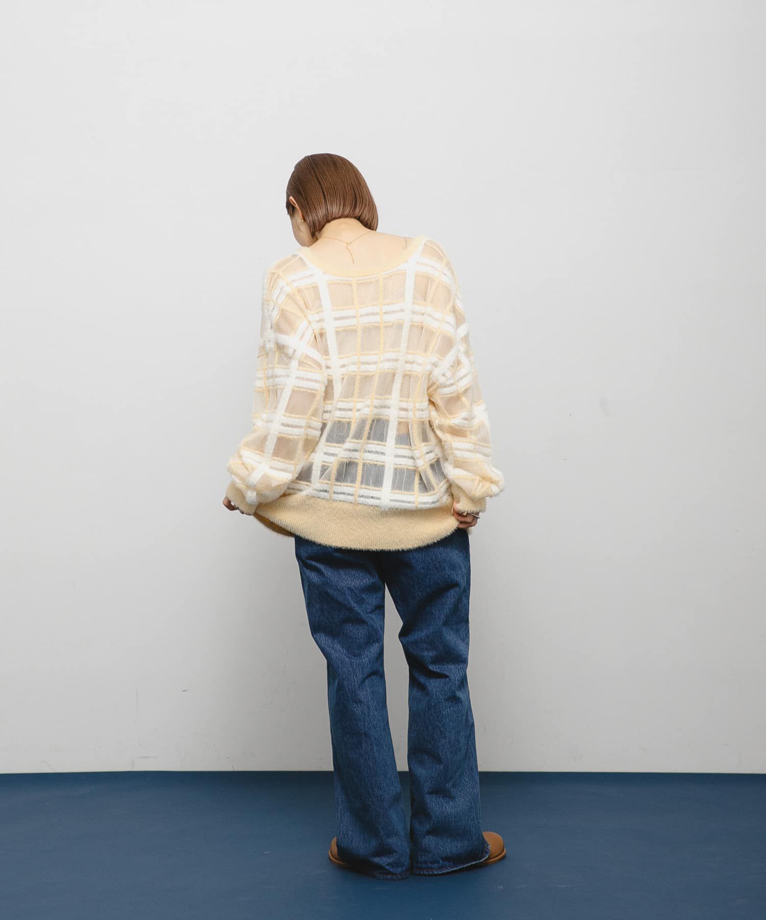  「シアーチェックフェザーニット」|ニット・セーター|