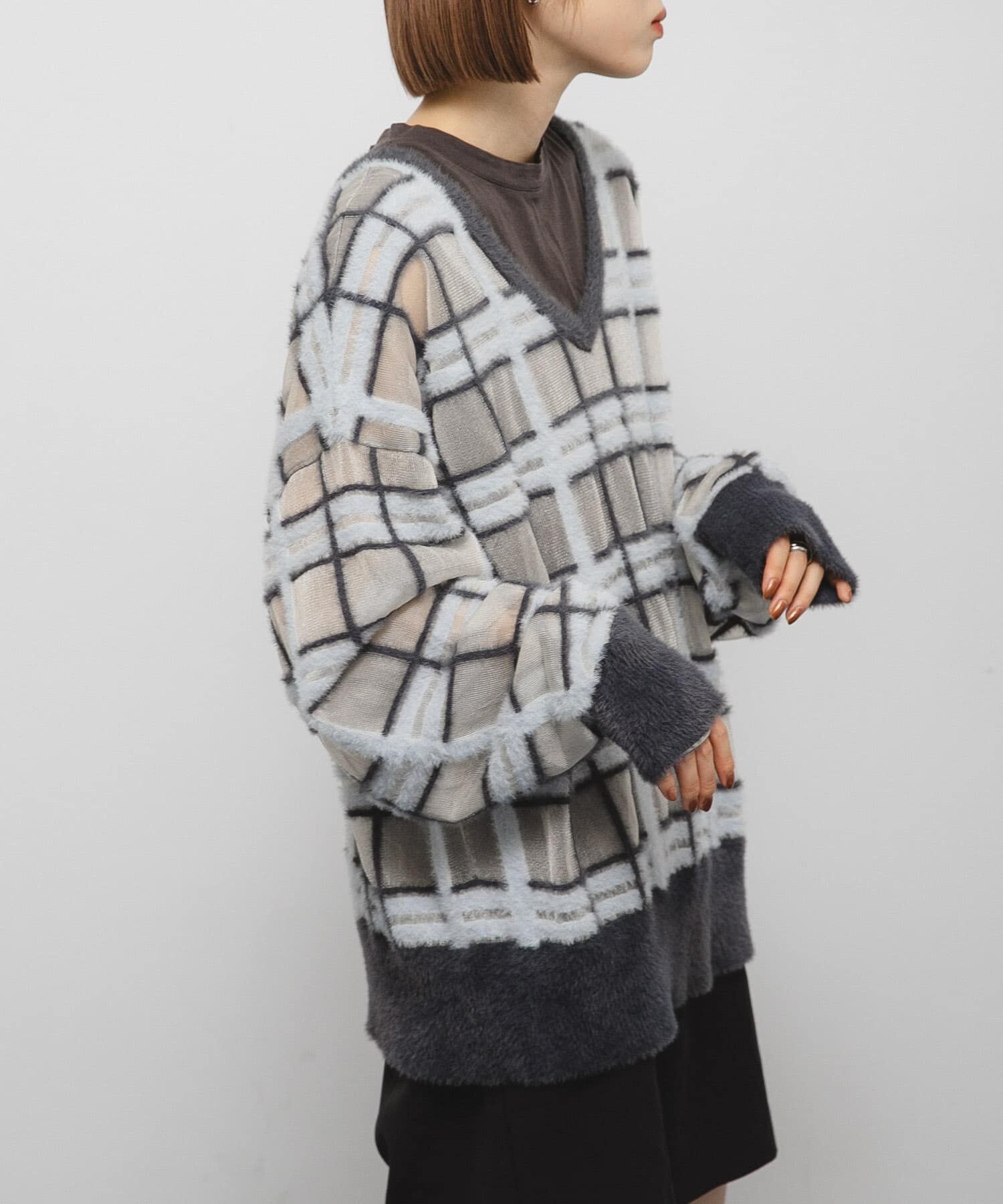  「シアーチェックフェザーニット」|ニット・セーター|