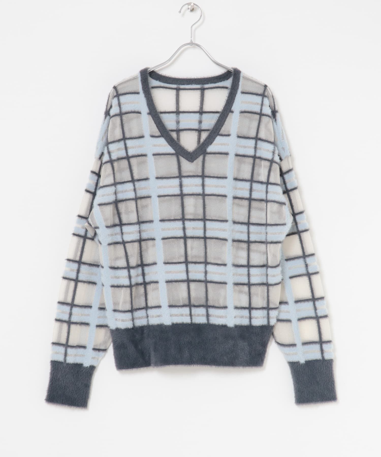  「シアーチェックフェザーニット」|ニット・セーター|