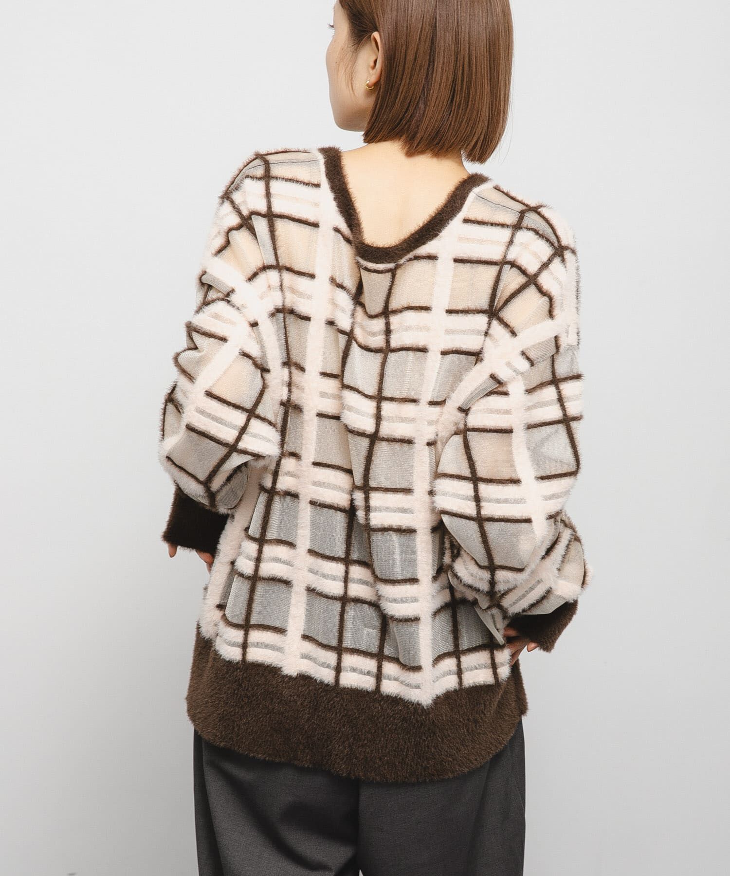  「シアーチェックフェザーニット」|ニット・セーター|
