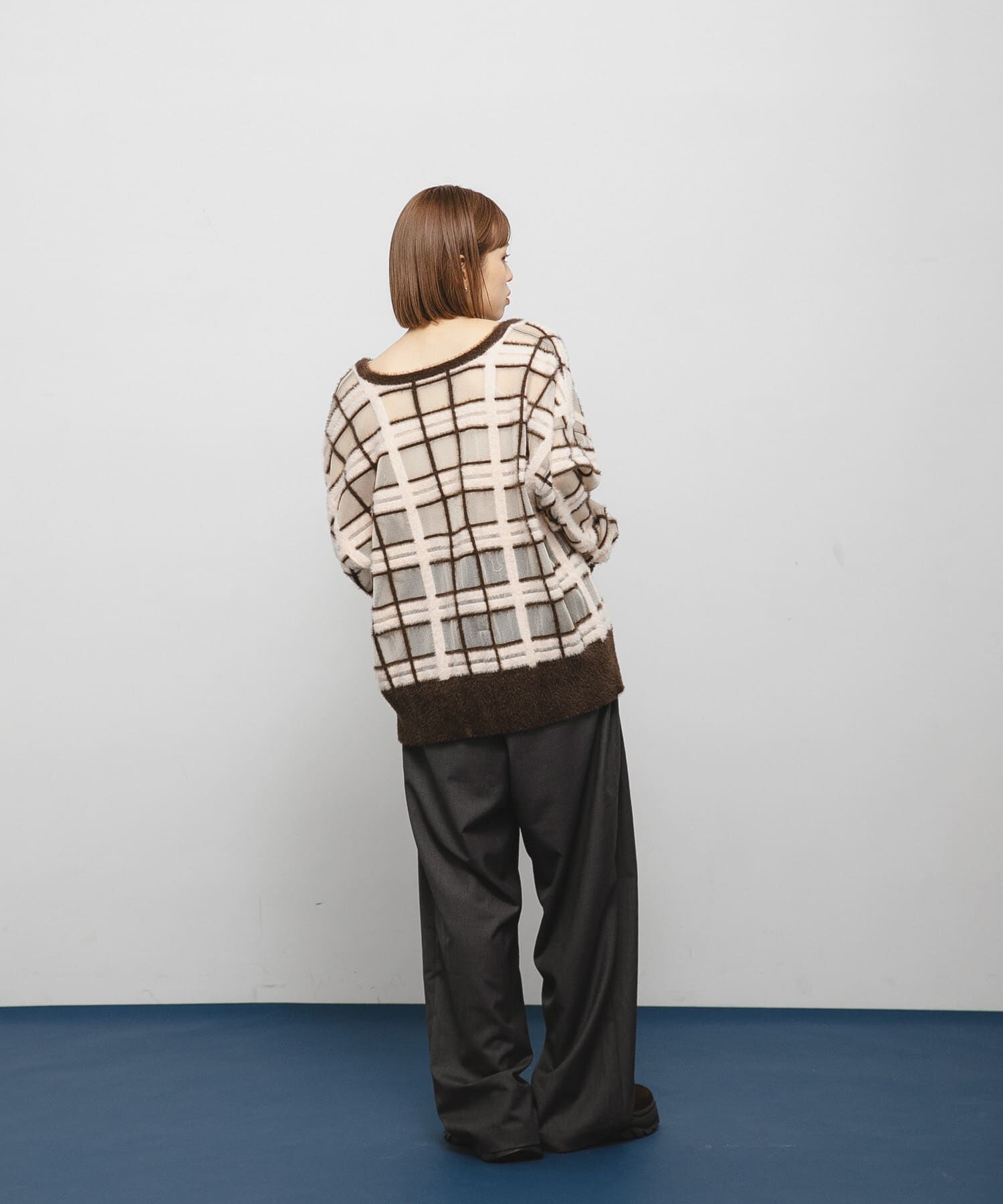  「シアーチェックフェザーニット」|ニット・セーター|