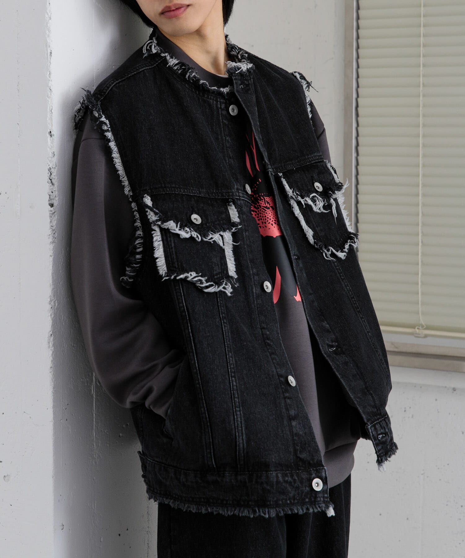 SENSE OF PLACE by URBAN RESEARCH「デニムフリンジベスト」|デニムジャケット|