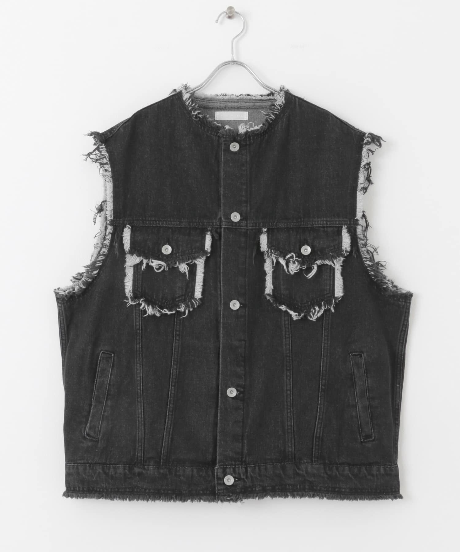 SENSE OF PLACE by URBAN RESEARCH「デニムフリンジベスト」|デニムジャケット|