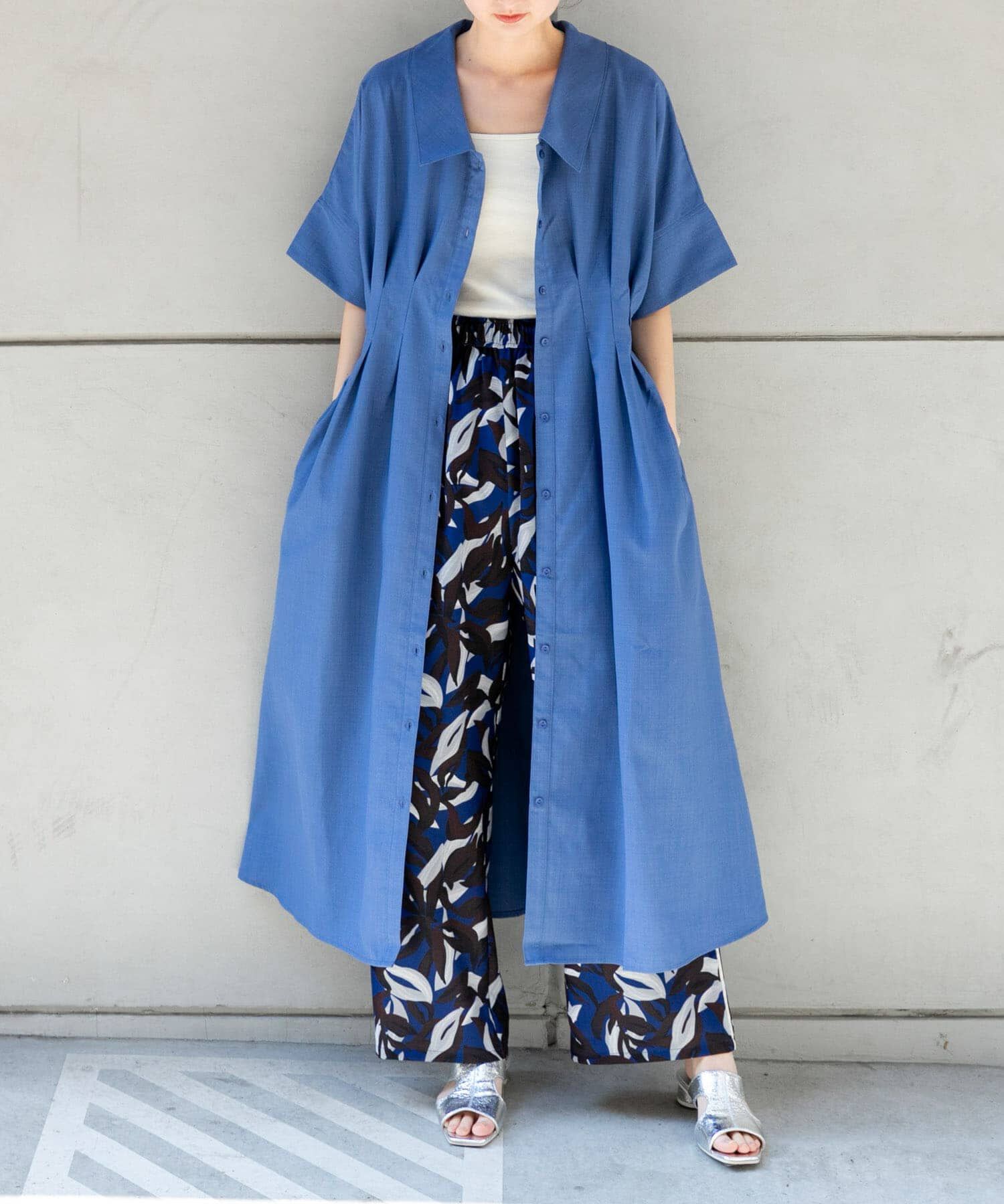 SENSE OF PLACE by URBAN RESEARCH「ウエストタックシャツワンピース」|ワンピース|ブルー