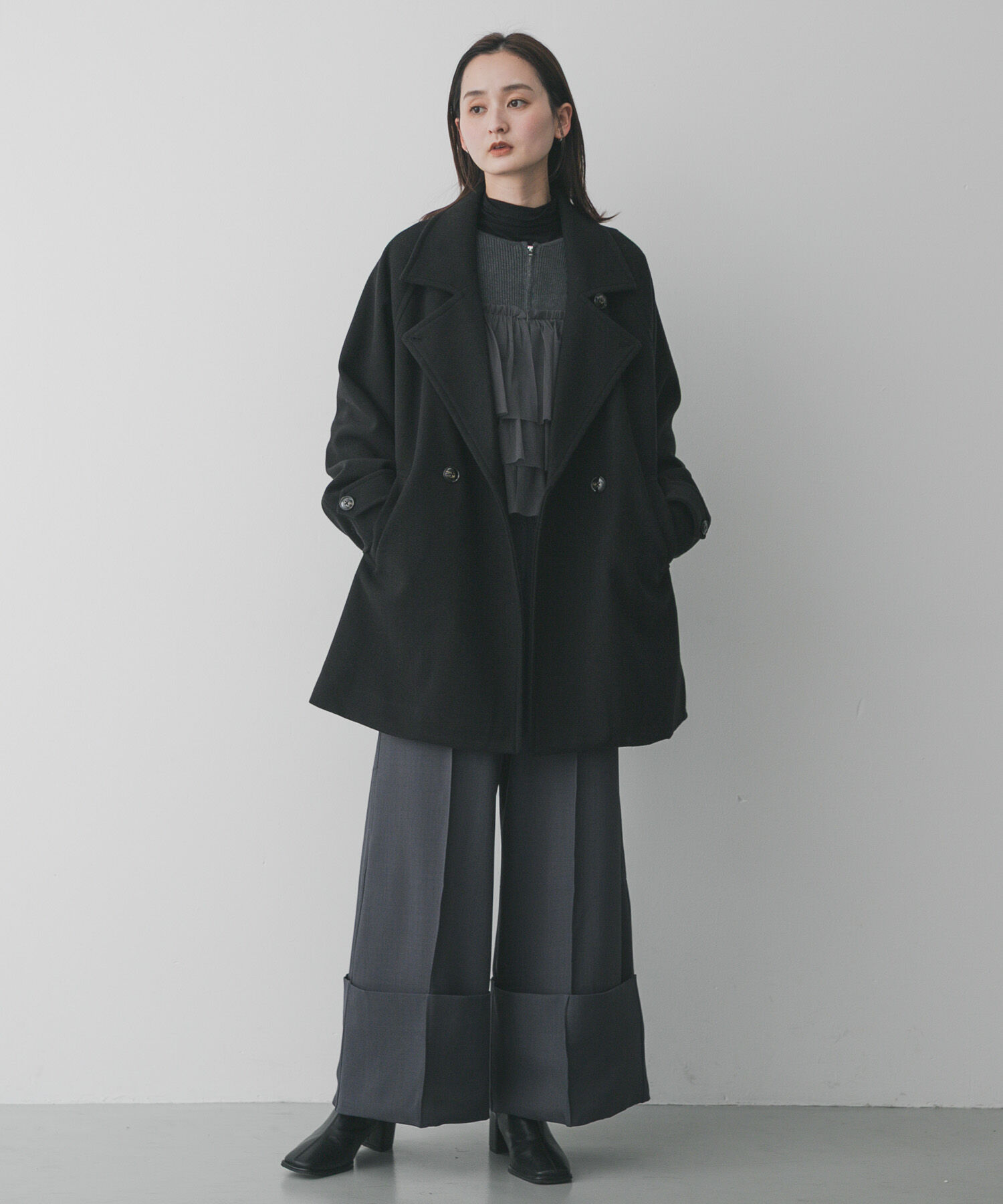 SENSE OF PLACE by URBAN RESEARCH「テーラードミドルコート」|ノーカラーコート|