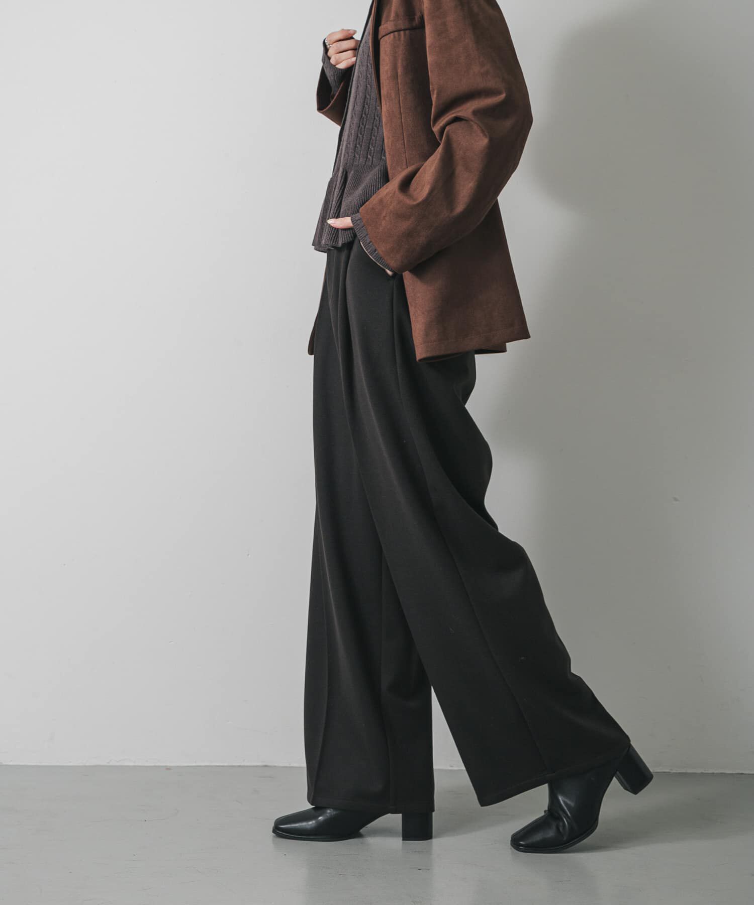 SENSE OF PLACE by URBAN RESEARCH「『BLACK, TALLサイズ/WEB限定』ジャージーストレートスラックス」|その他|