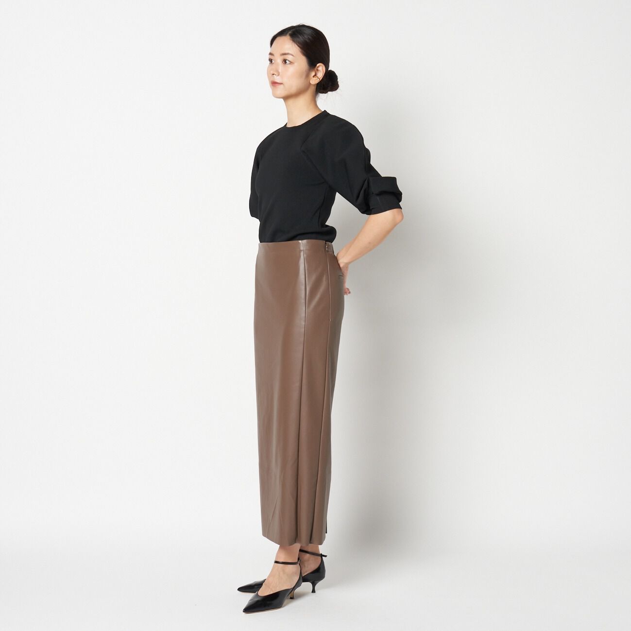 HELIOPOLE「HELIOPOLE SYNTHETIC MATERIAL I LINE SKIRT」|スカート|