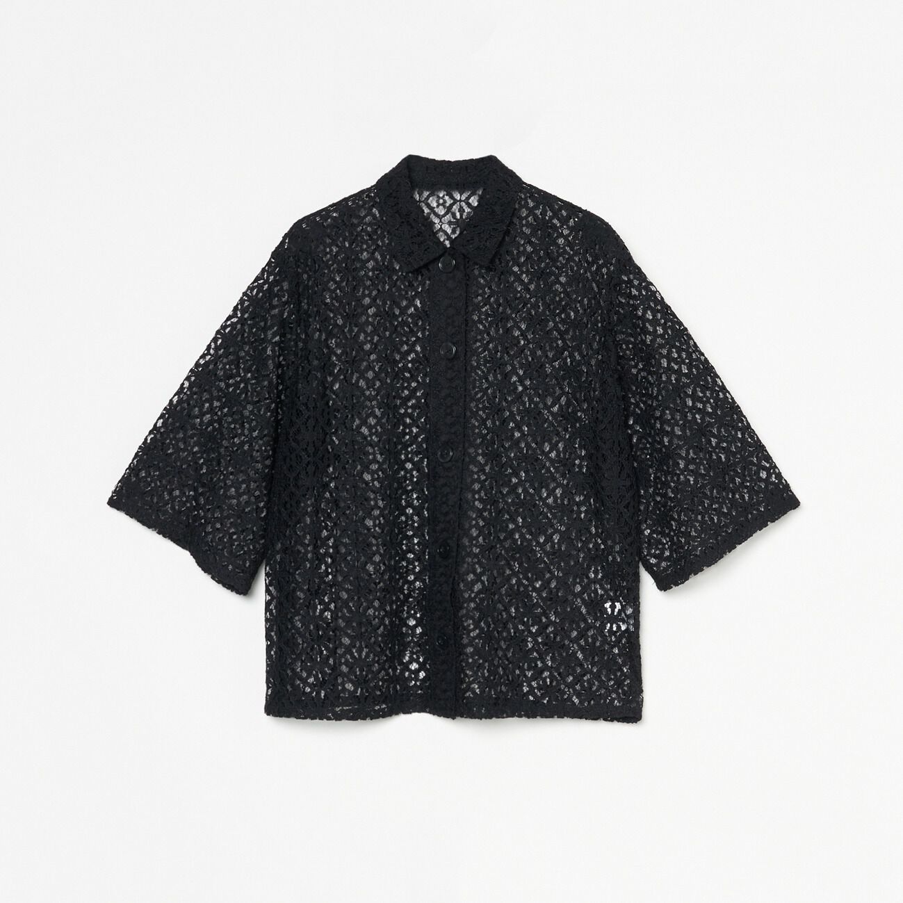 HELIOPOLE「HELIOPOLE LACE CUBAN SHIRT」|シャツ・ブラウス|ブラック