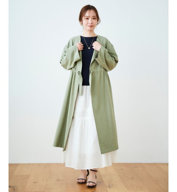  「オックスフォードドロストノーカラーコート」|ノーカラーコート|