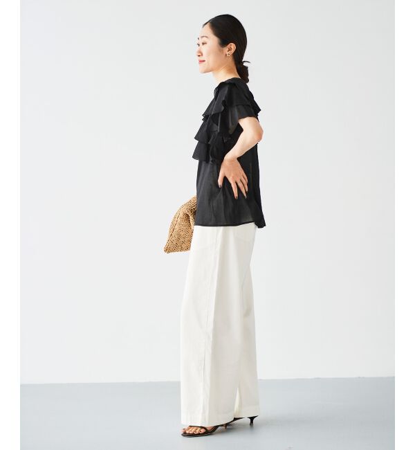 le.coeur blanc「《手洗い可能》ティアードフリルスリーブブラウス」|シャツ・ブラウス|