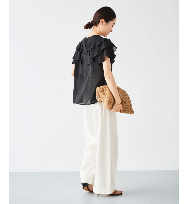 le.coeur blanc「《手洗い可能》ティアードフリルスリーブブラウス」|シャツ・ブラウス|