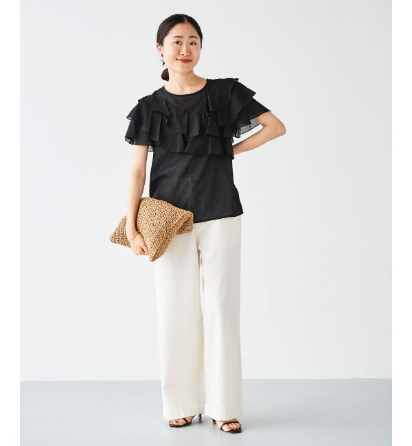 le.coeur blanc「《手洗い可能》ティアードフリルスリーブブラウス」|シャツ・ブラウス|