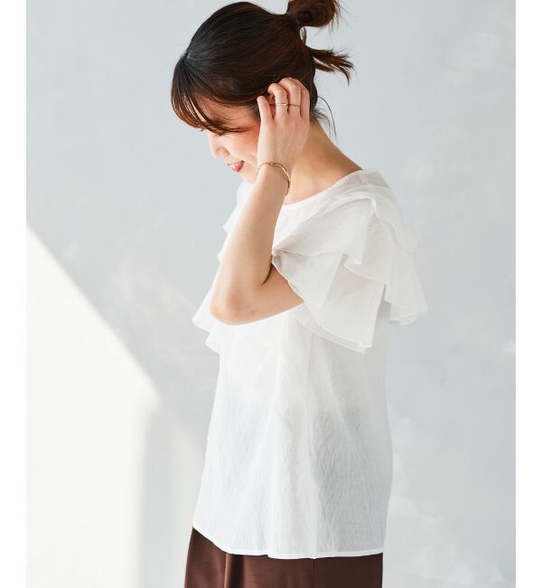 le.coeur blanc「《手洗い可能》ティアードフリルスリーブブラウス」|シャツ・ブラウス|
