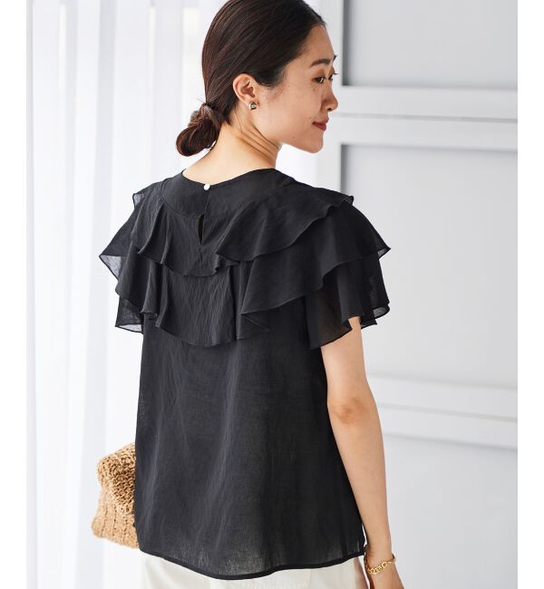 le.coeur blanc「《手洗い可能》ティアードフリルスリーブブラウス」|シャツ・ブラウス|