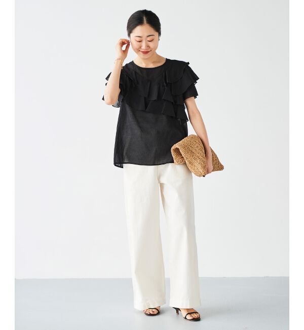 le.coeur blanc「《手洗い可能》ティアードフリルスリーブブラウス」|シャツ・ブラウス|