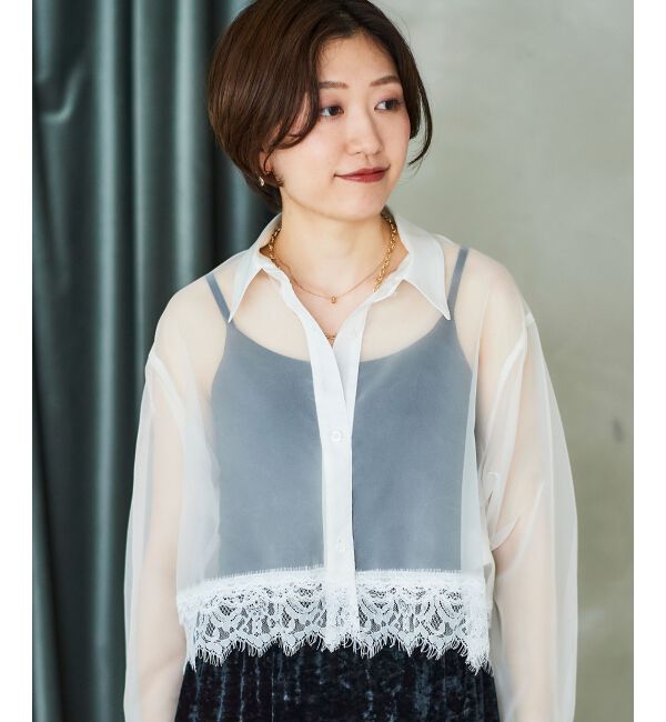 le.coeur blanc「《手洗い可能》MAISON MAVERICK レースクロップドブラウス」|シャツ・ブラウス|