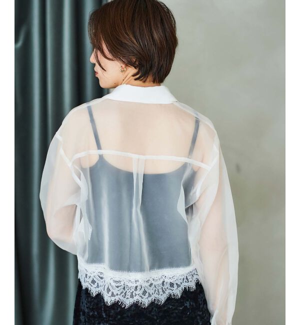 le.coeur blanc「《手洗い可能》MAISON MAVERICK レースクロップドブラウス」|シャツ・ブラウス|