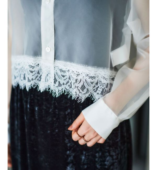 le.coeur blanc「《手洗い可能》MAISON MAVERICK レースクロップドブラウス」|シャツ・ブラウス|