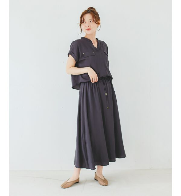  「《手洗い可能》リネンライクフロントポケットワンピース」|ワンピース|