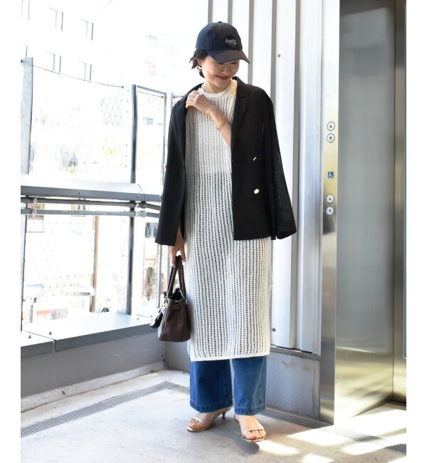  「ハシゴ調透かし柄ホールガーメントワンピース」|ワンピース|