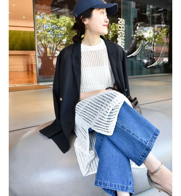  「ハシゴ調透かし柄ホールガーメントワンピース」|ワンピース|