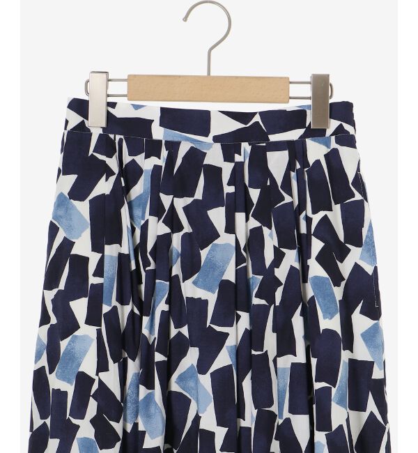  「幾何柄プリントリボン付ロングスカート」|スカート|