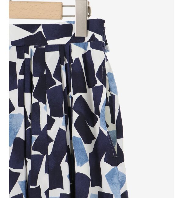  「幾何柄プリントリボン付ロングスカート」|スカート|