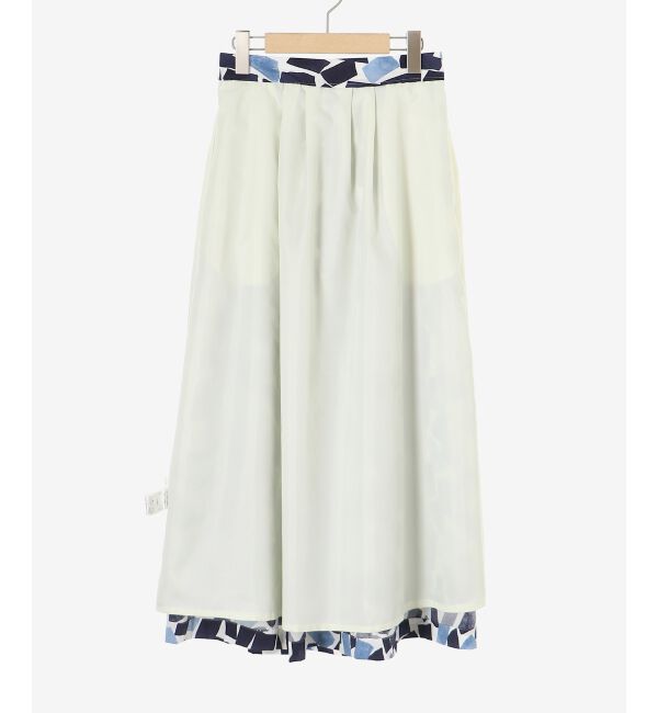  「幾何柄プリントリボン付ロングスカート」|スカート|