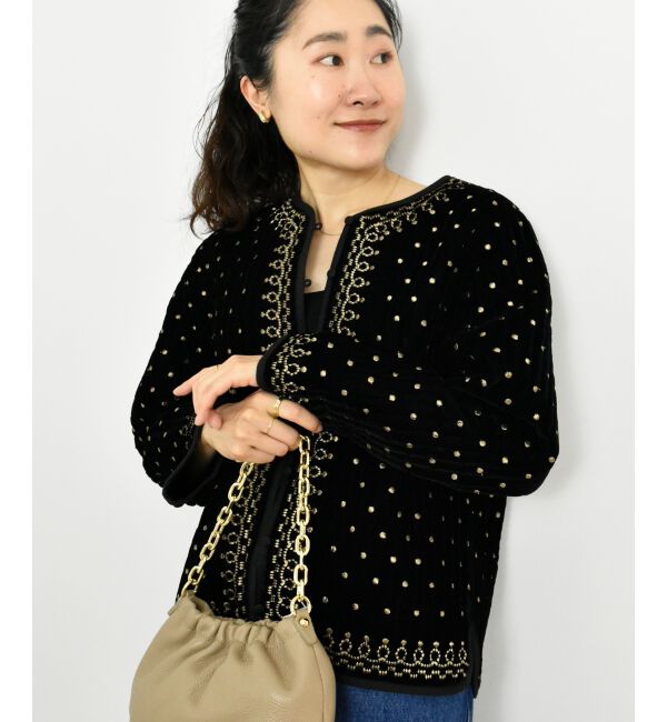  「TORRAZZO DONNAベロア刺繍ジャケット」|ダウン|