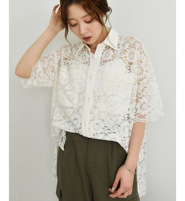  「フロントポケットフラワーコードレースシャツ」|シャツ・ブラウス|