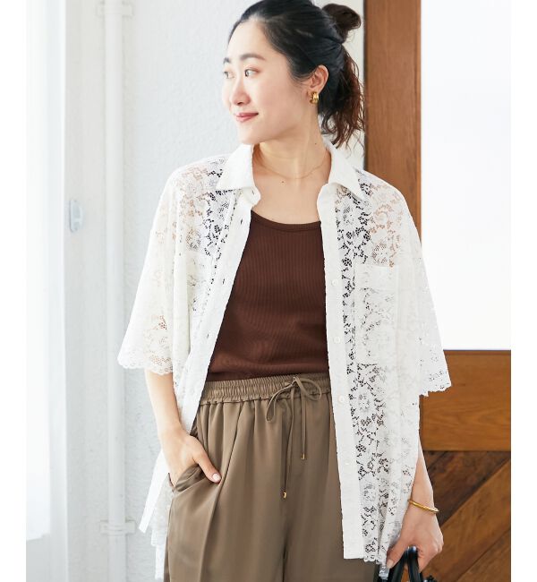  「フロントポケットフラワーコードレースシャツ」|シャツ・ブラウス|