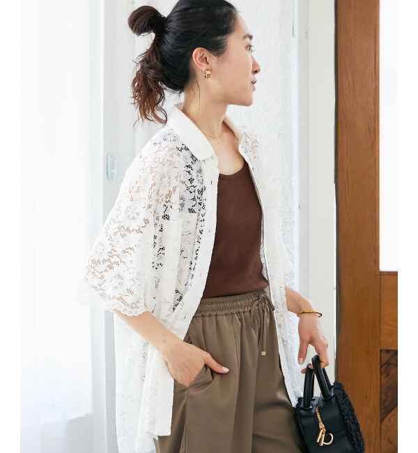  「フロントポケットフラワーコードレースシャツ」|シャツ・ブラウス|