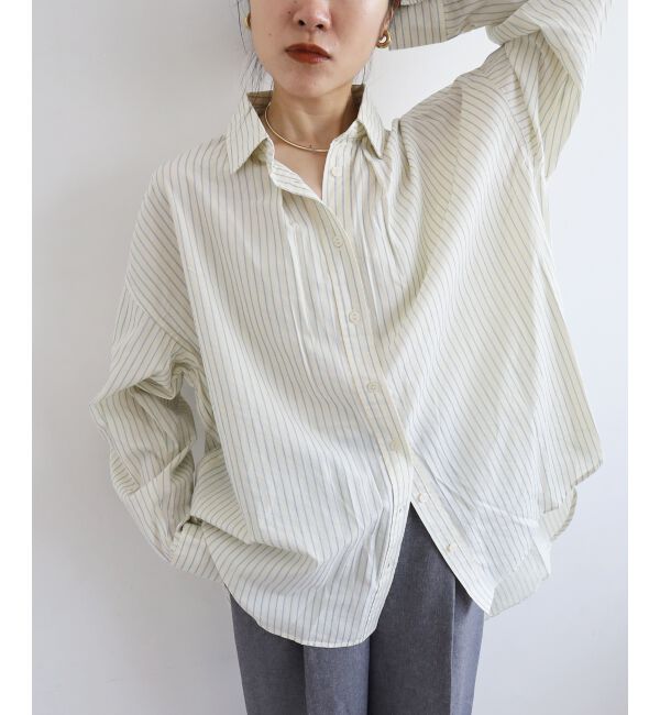  「《WEB限定アイテム》バックギャザーストライプオーバーシャツ」|シャツ・ブラウス|ｱｲﾎﾞﾘｰ柄