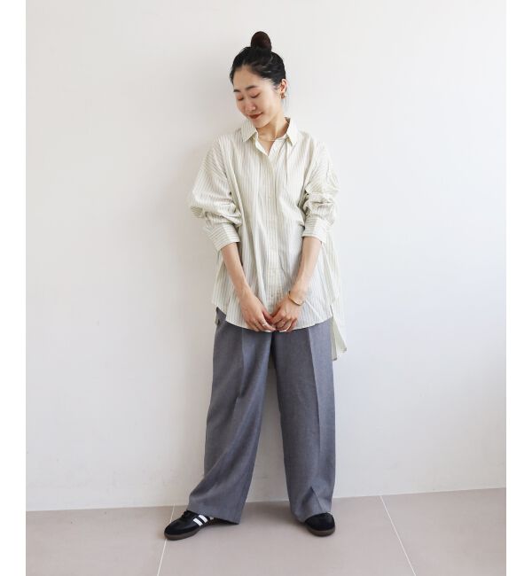  「《WEB限定アイテム》バックギャザーストライプオーバーシャツ」|シャツ・ブラウス|