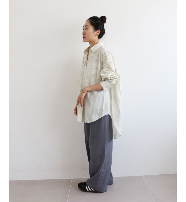  「《WEB限定アイテム》バックギャザーストライプオーバーシャツ」|シャツ・ブラウス|