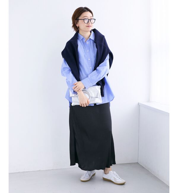  「《WEB限定アイテム》バックギャザーストライプオーバーシャツ」|シャツ・ブラウス|